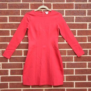 J Crew Long-Sleeve Stretch Ponte Red Dress Size 0 K3469